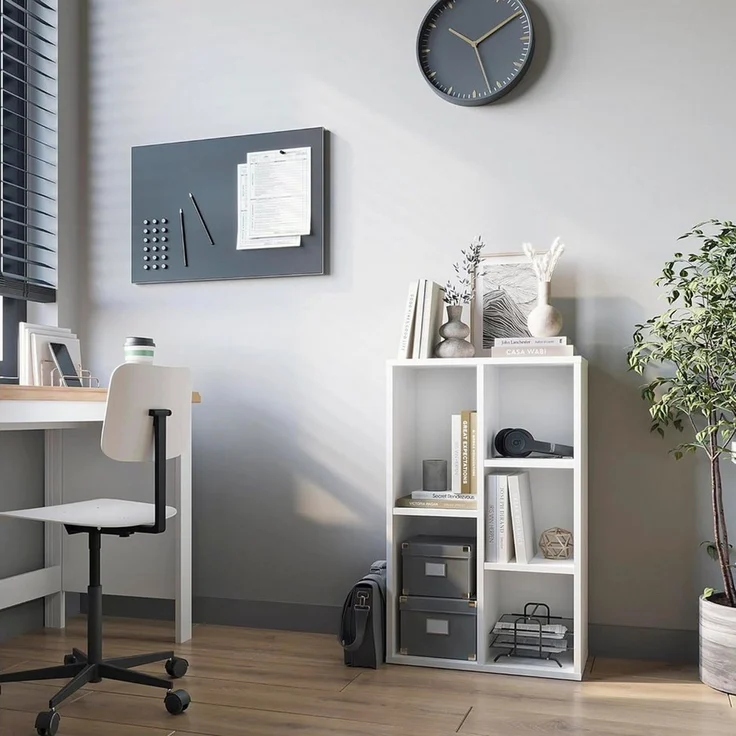 KOMTO Bücherregal Sola Weiß Bücherschrank Regal Schmal mit 5, 7, Fächern für Wohnzimmer, 5-tlg, Kinderzimmer, Schlafzimmer, Book Shelf 50B x 24T x 106H cm – Bild 3