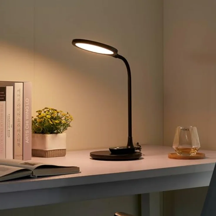 Lindby Valtaria, dimmbare LED Tischlampe aus Kunststoff mit Touchdimmer, schwarz – Bild 2