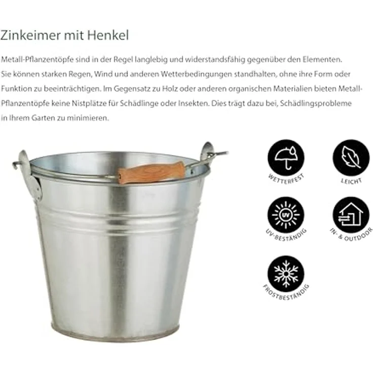 Dehner Dekoeimer, Ø 26 cm, Höhe 23 cm, verzinkt, silber – Bild 2