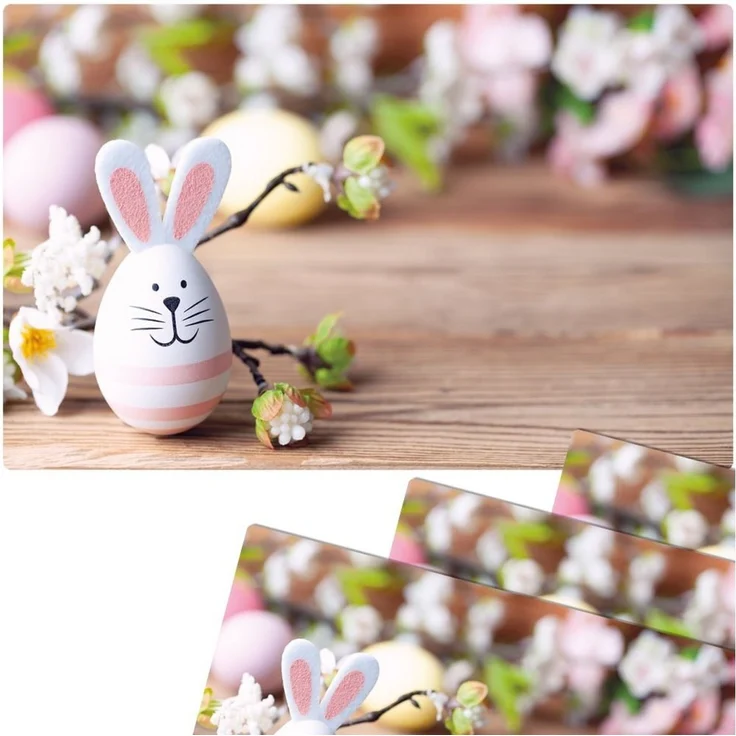 matches21 HOME & HOBBY Platzset Abwaschbare Tischsets 4er Set Ostern Blumen & Hase, (4-St), Platzsets als Tisch-Untersetzer und Tisch-Deko für Esstisch Teller – Bild 1