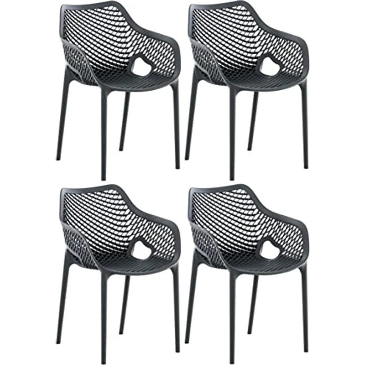 CLP Gartenstuhl Air XL 4er Set, Modern, Gestell Kunststoff, stapelbar, wetterfest,dunkelgrau – Bild 2