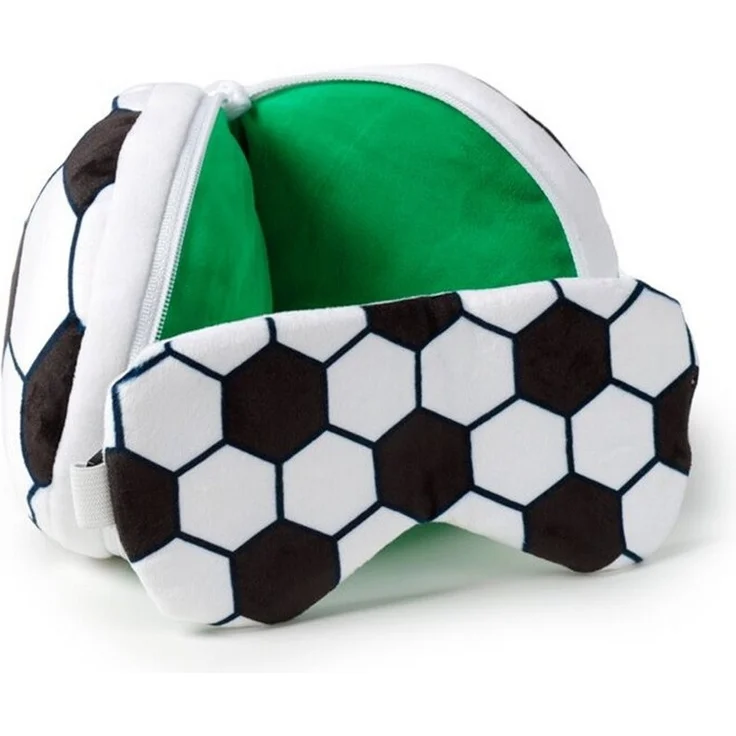Puckator Reisekissen und Schlafmaske Fußball, Plüsch, 1-tlg, Kopfkissen, ca. 15 x 28 x 7 cm (geöffnet) – Bild 2