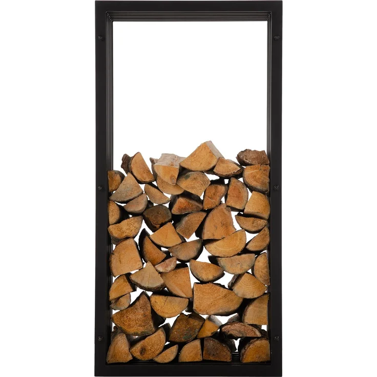 DELUKE® Kaminholzregal Metall PREMIUM - Innen und Aussen, Schwarz Brennholzregal innen Kaminholzständer Kaminholzhalter Feuerholzregal Aussen Holz stapeln Terrasse, 40x50x100cm – Bild 2