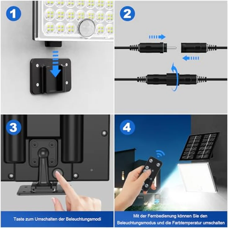 Realky Solarlampen für Außen mit Fernbedienung,Außenlampe mit bewegungsmelder,IP65 Wasserdichte Solarleuchte mit Drei Farbtemperaturen für Garage, Garten, Haustüren, Rasen-1 Stück – Bild 10