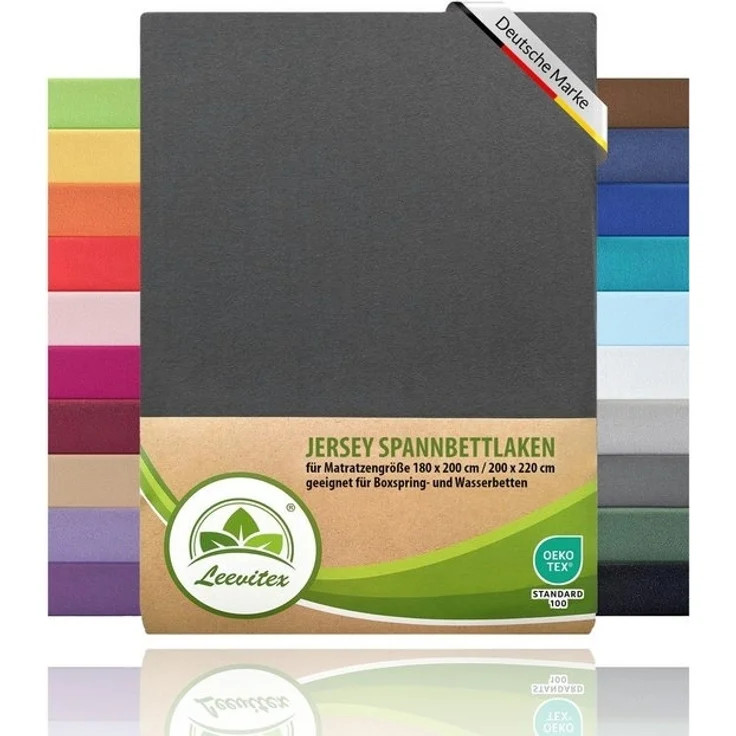 leevitex® Spannbettlaken Spannbettlaken Boxspringbett & Wasserbett Spannbettlaken 150 g/m², Gummizug: rundum, Mako-Baumwolle, ÖkoTex, 180x200 – 200x220 cm + 40 cm Steg – Bild 4