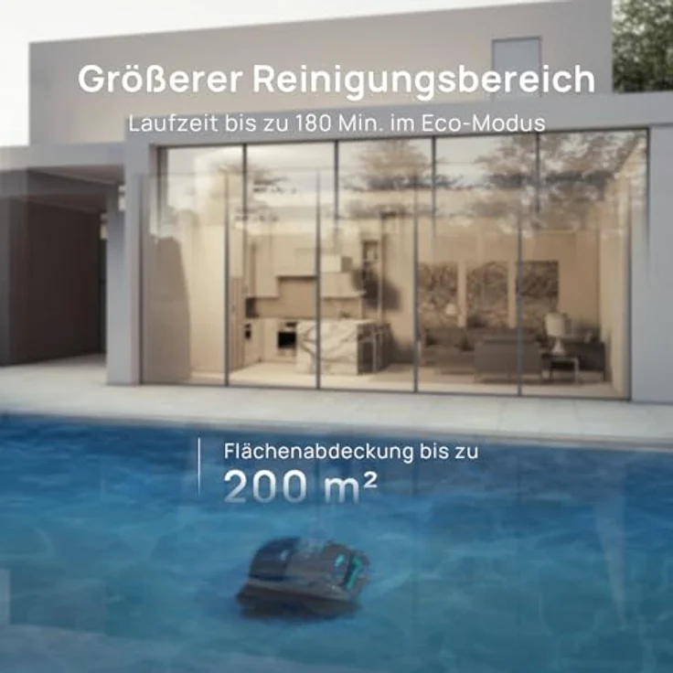 WYBOT (Neues Modell) C2 Vision-A Kabelloser Poolroboter Akku mit KI-Kamera, 8 Modi, starker Saugkraft, Dual-Filter, Wasserlinie, Poolroboter Akku Wand und Boden, App-Blaugraugrün – Bild 9