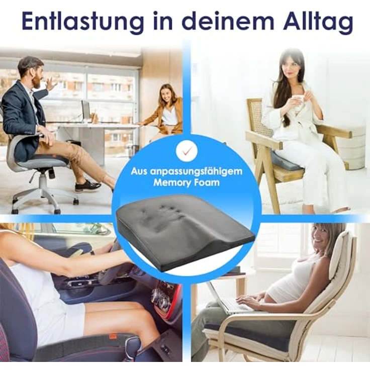 DYNMC you Keilkissen Stuhl Mittelhart H3 - Test SEHR GUT, Ergonomisches Sitzkissen Bürostuhl & Co, Entlastet Rücken & Erhöht Sitzkomfort, MIT PHYSIOTHERAPEUTEN ENTWICKELT – Bild 6