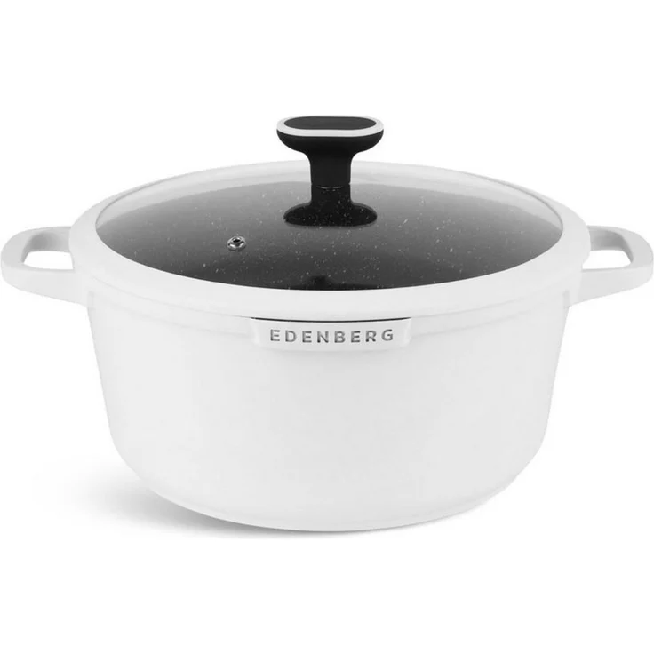 Edenberg Topf-Set Wunderschönes weißes Topfset, Pfanne, Kasserolle, Glasdeckel Keramik, Aluminium, Keramik (1.4L / 1.9L / 2.6L / 4.5L / 6.7L, 12-tlg, Zeitloses Design des Topfsets. Eine ideale Geschenkidee) – Bild 3