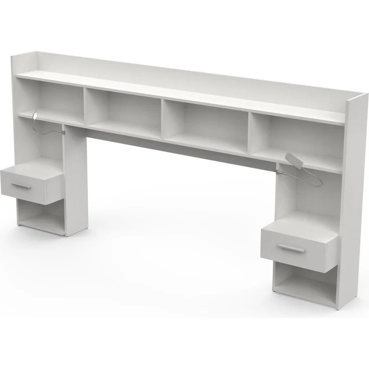 Calicosy Kopfteil mit Nachttischen und integrierten LED-Leselampen Weiß B108,5 cm - CHICAGO - Weiß – Bild 4