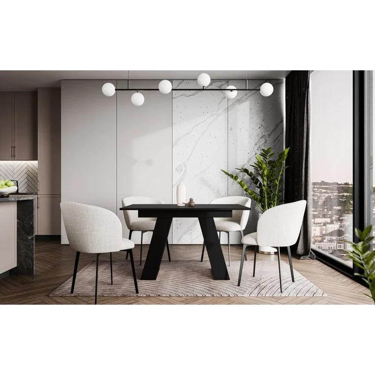 Home Collective Esstisch ausziehbar Tisch Küchentisch Esszimmertisch Ausziehtisch (Esszimmer Küche Wohnzimmer Esstisch erweiterbar), modernes Design mit A-Linien-Gestell, 120-160 x 80 cm Schwarz – Bild 4