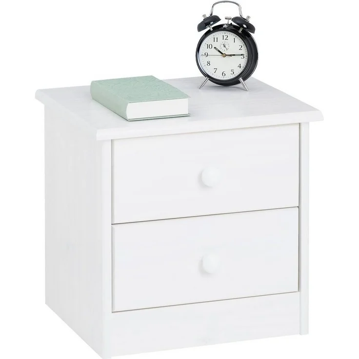 IDIMEX Nachtkommode RONDO, Nachttisch RONDO Kiefer massiv lackiert mit 2 Schubladen im Landhausst – Bild 1