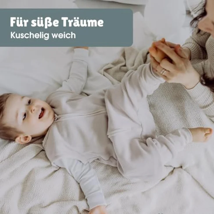 Emma & Noah Schlafsack mit Füßen 1.0 TOG, Essential Mint 70cm (Emma & Noah GmbH) – Bild 3