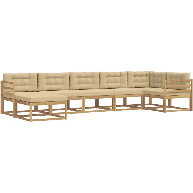 vidaXL Outdoor-Sofagarnitur 7 stk. 7-Sitzer Weiß und Beige 3386747 – Bild 2