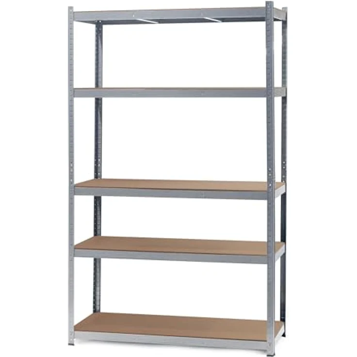 Wiltec Schwerlastregal 120 x 60 x 204 cm, 200kg/Ablage, Steckregal verzinkt aus Stahl, Lastenregal mit 5 Ablagen, Werkstattregal – Bild 5