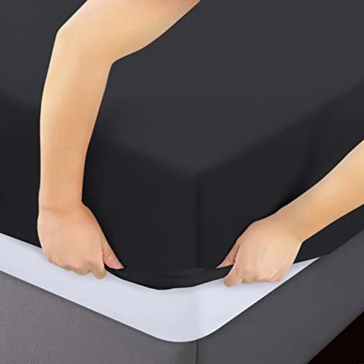 Utopia Bedding Spannbettlaken für Doppelbett, 6 Stück, weich gebürstete Mikrofaser, Tiefe Taschen, schrumpft und lichtbeständig, pflegeleicht (schwarz) – Bild 5