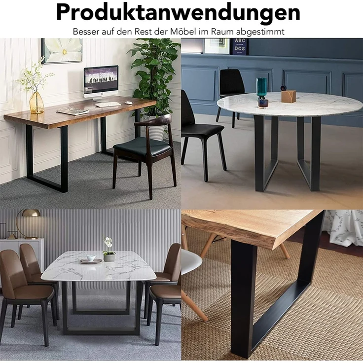Tischuntergestell 90x72cm Möbelfüße Schwarz Tischbeine Industrie Bankkufen Stahl – Bild 6