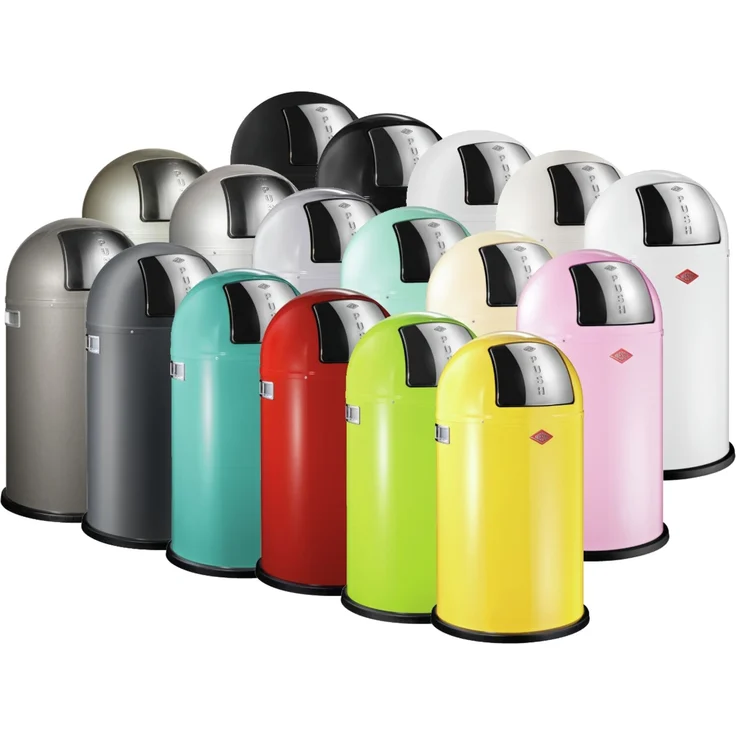 Wesco 'Pushboy' Mülleimer mit Klappdeckel, 50 Liter, Stahlblech, Cool Grey – Bild 3