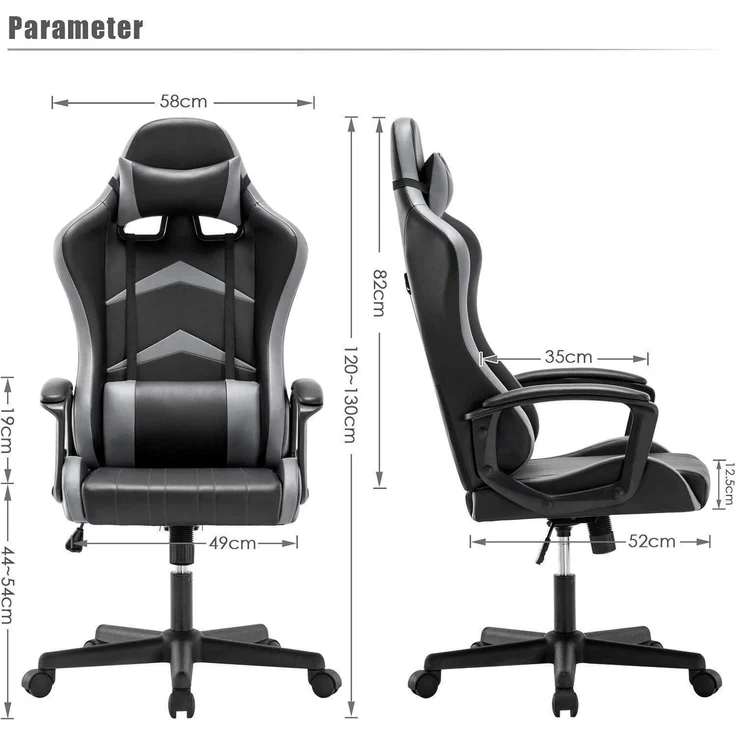 IntimaTe WM Heart Gaming Stuhl Bürostuhl Grau 52x49x130cm – Bild 3