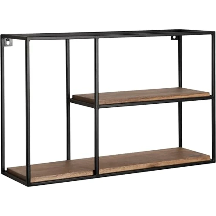 FINEBUY Wandregal FB92217, 60x40x18 cm Mango Massivholz / Metall Hängeregal, Schweberegal Rechteckig, Regal Hängend Industrial – Bild 1