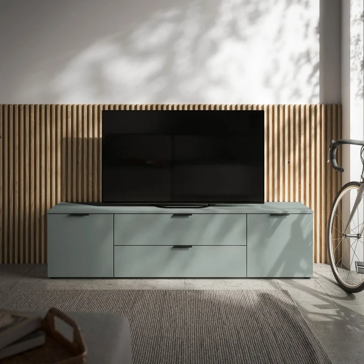 Lowboard >Linz< 2 Türen, 2 Schübe, in Salbei - 180x47x40cm (BxHxT) – Bild 7