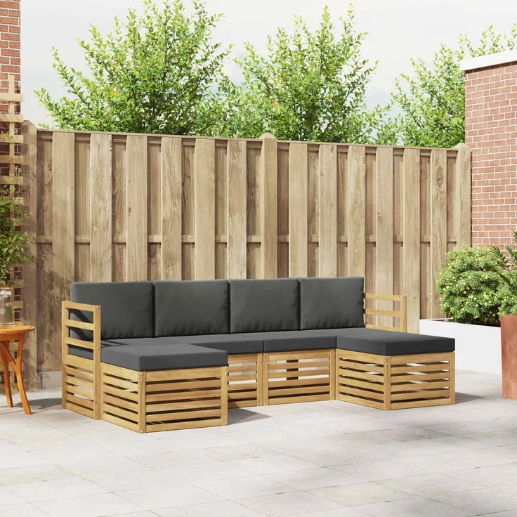 vidaXL Outdoor-Sofagarnitur 6 stk. 6-Sitzer Weiß und Anthrazit 3392257 – Bild 1