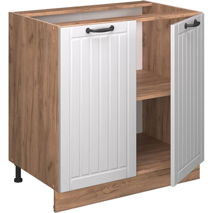 Küchenunterschrank Fame-Line Weiß Landhaus 80 cm mit Regal, ohne Arbeitsplatte Vicco – Bild 4