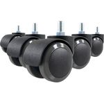 hjh OFFICE 619007 5X Hartbodenrollen 50mm / Gewinde M10 Büro-Stuhl-Rollen für Hartböden (5er Pack)