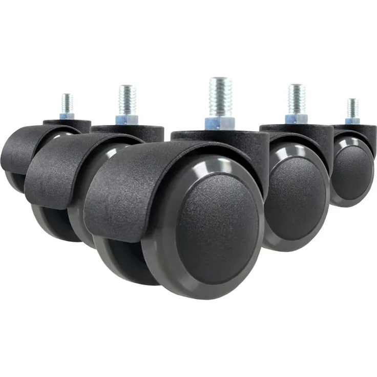hjh OFFICE 619007 5X Hartbodenrollen 50mm / Gewinde M10 Büro-Stuhl-Rollen für Hartböden (5er Pack)