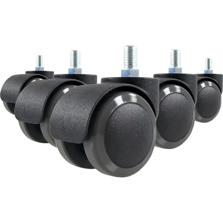 hjh OFFICE 619007 5X Hartbodenrollen 50mm / Gewinde M10 Büro-Stuhl-Rollen für Hartböden (5er Pack)