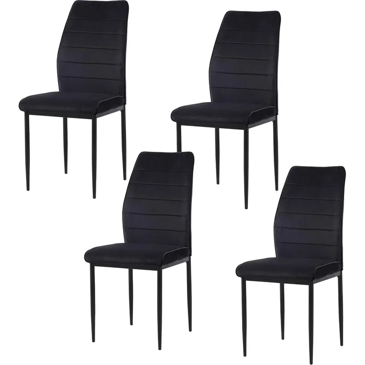 HTI-Living Madison Samt Schwarz 4er-Set Esszimmerstuhl