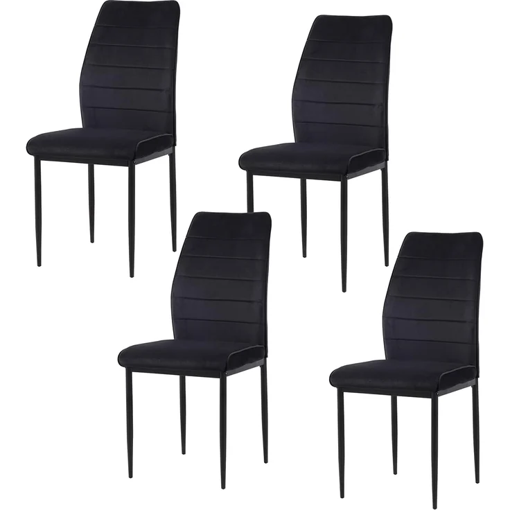 HTI-Living Madison Samt Schwarz 4er-Set Esszimmerstuhl