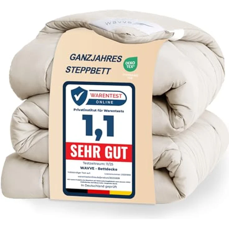 WAVVE Bettdecke 135x200 cm Ganzjahresdecke 4 Jahreszeiten, Steppdecke 300gsm Mikrofaser 135x200 cm, Super Weiche Zudecke Schlafdecke Atmungsaktive 135x200, Beige – Bild 2