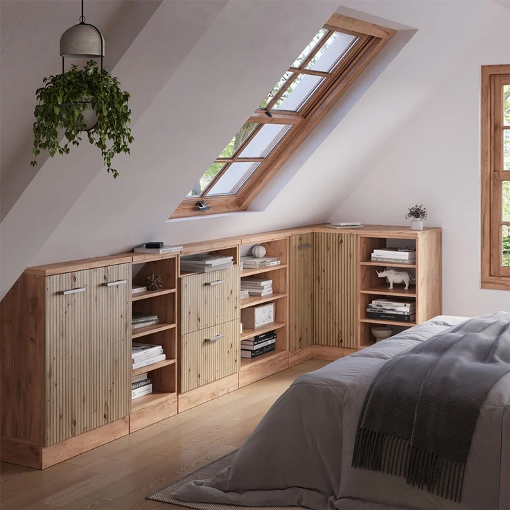 Eck-Küchenschrank für Dachschrägen R-Line Artisan-Eiche 75.6 cm mit 1 Tür Vicco – Bild 6