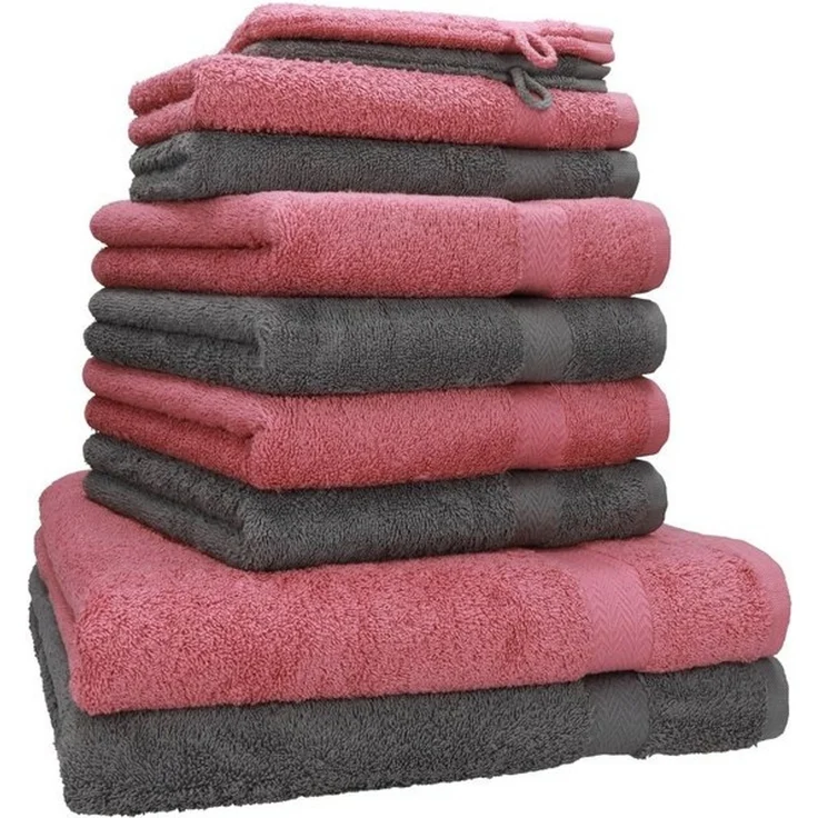 Betz Handtuch Set 10-TLG. Handtuch-Set Premium Farbe Altrosa & Anthrazit, 100% Baumwolle (Set, 10-St) – Bild 4