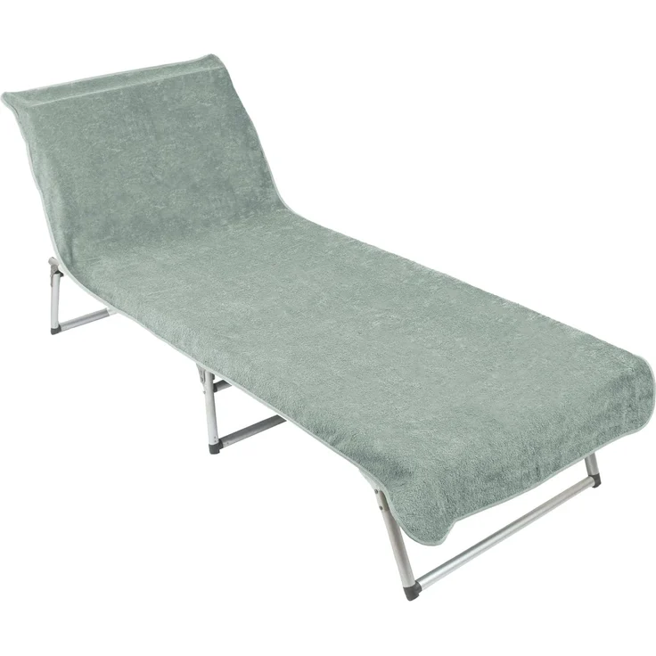 ZOLLNER Liegenbezug Frottee für Gartenliege, 100% Baumwolle, 75x215 cm, salbei – Bild 1