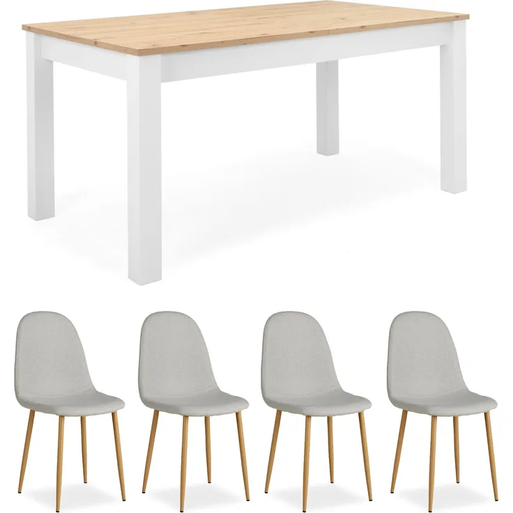 Tisch mit 4 Stühlen ausziehbar, Holz