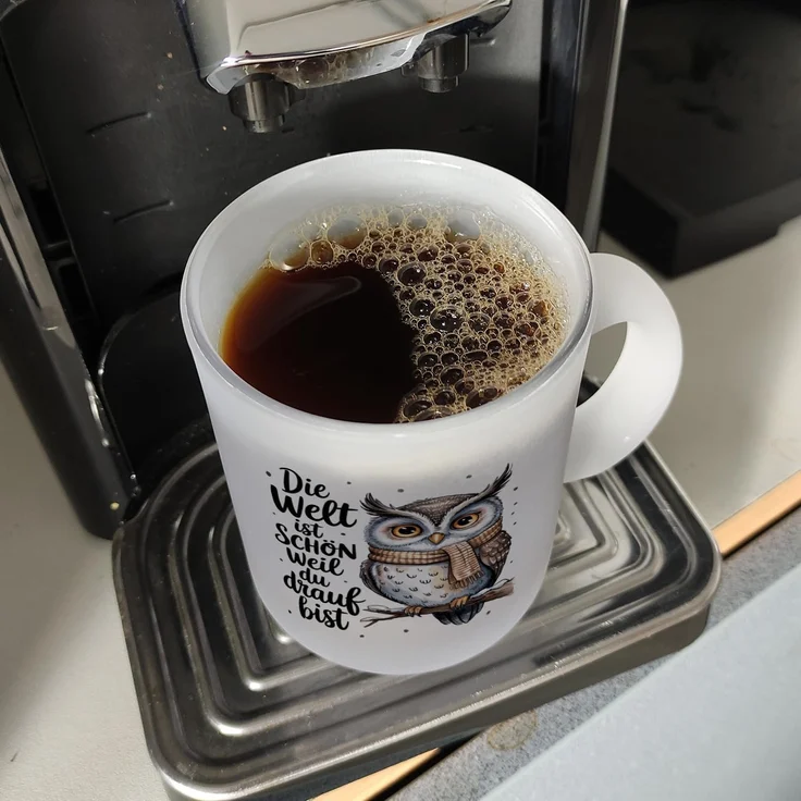 speecheese Tasse Eule mit Schal Glas Tasse Die Welt ist schön – Bild 7