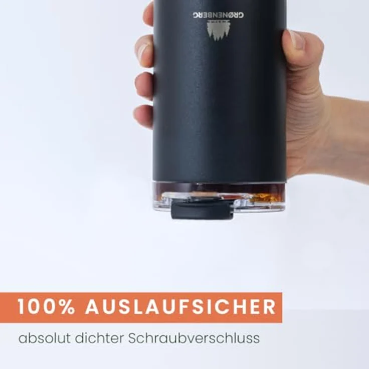 Groenenberg Thermobecher 350 ml aus recyceltem Edelstahl, 100% Auslaufsicher, hält mind. 4 h warm (Black) – Bild 4