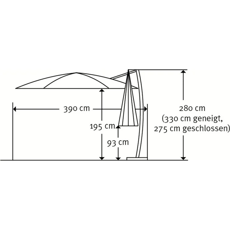 Schneider Schirme 'Rhodos Rondo' Sonnenschirm, Anthrazit, Ø ca. 350 cm – Bild 10