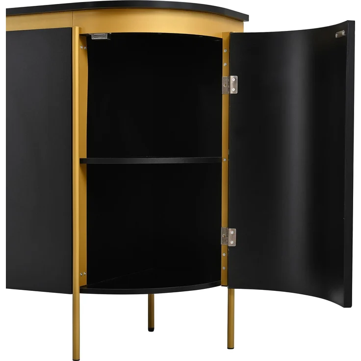 ZUBALIYA Sideboard 140x38x80 cm, mit 4 Türen, aus MDF, Schwarz – Bild 22