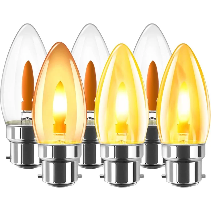 LVWIT LED-Flammeneffektlicht B22 Warmweiss Kerzenform, Flackernde Glühbirne 1W LED Flackerlicht Flackerlampe für Zuhause Garten Bar Halloween Weihnachten, Ersetzt 3W Glühlampen, 1800K, 6er Pack – Bild 1