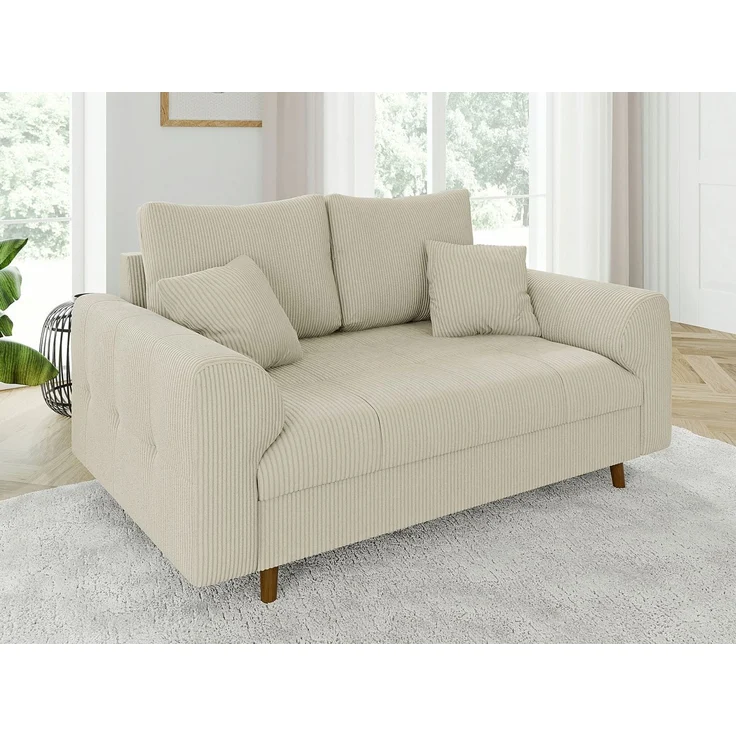 S-Style Möbel 2-Sitzer Sofa Zara mit Holzfüßen im skandinavischen Stil aus Cord-Stoff, mit Wellenfederung – Bild 5