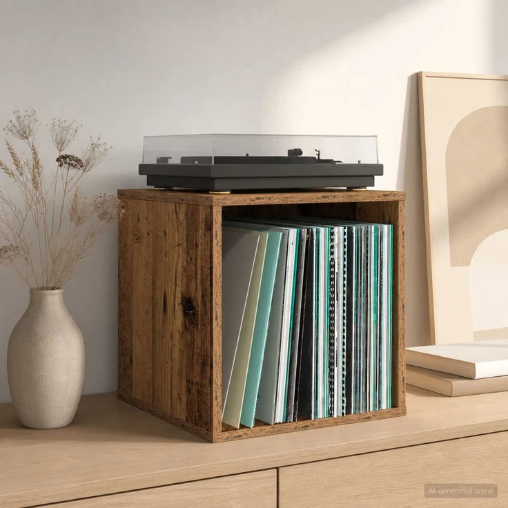 vidaXL Vinyl Album Box 2 stk. Altholz 37 x 36,5 x 38 cm Holzwerkstoff 8012855 – Bild 1