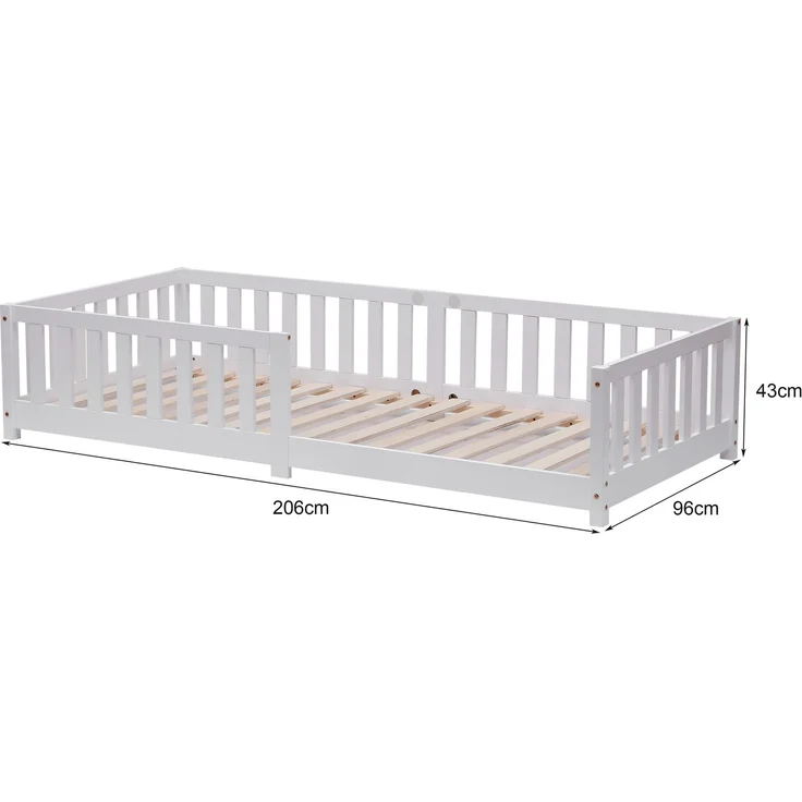 ecoMI Kinderbett mit Rausfallschutz und Lattenrost, Kiefernholz weiß, 90x200 cm – Bild 10