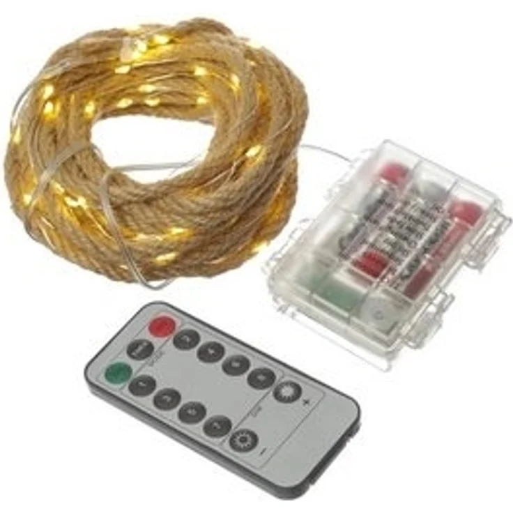 MARELIDA LED-Lichterkette Seil Jute maritim Deko Kordel Tau 200LED 10m Timer 8 Funkt. Outdoor, 200-flammig – Bild 6