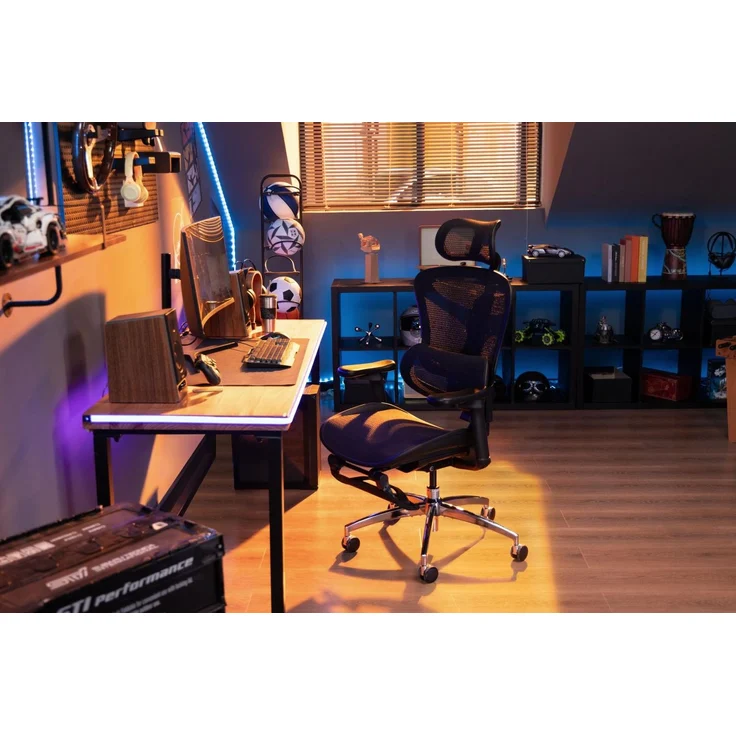 Sihoo 'Doro C300L' ergonomischer Schreibtischstuhl, Mit Fußpedal, 126 x 78,5 cm, in Schwarz – Bild 4