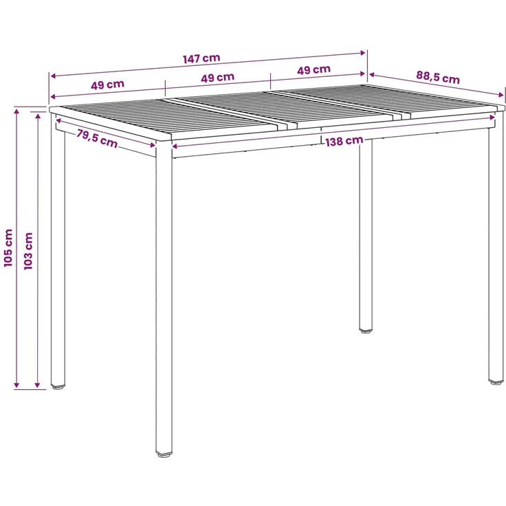 vidaXL Gartenbar-Tisch Weiß und Schwarz 147 x 88,5 x 105 cm 901784 – Bild 8