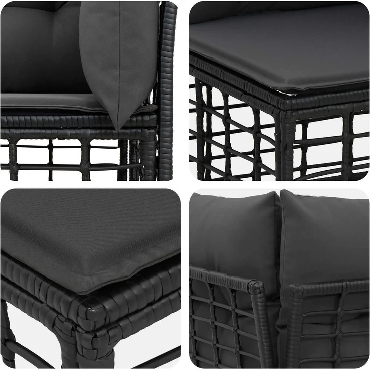 vidaXL Gartensofa-set 6 Stk. Schwarz Poly-Rattan 3437471 – Bild 5