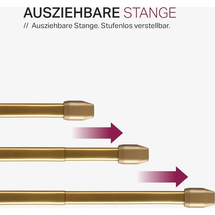 Bestlivings Vitragestange 2er-Pack, Ø 10 mm, 1-läufig, ausziehbar, mit Selbstklebehaken, geklebt, Edelstahl, für Küchen- & Bistrogardinen – Bild 4
