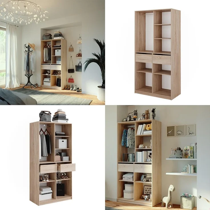 Kleiderschrank Elmo Sonoma 100 x 200 cm mit 2 Schubladen Vicco – Bild 8